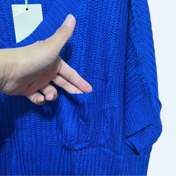 NWT Women's Blue Sweater 2XL Crochet short sleeves V Neck - Picture 10 of 12